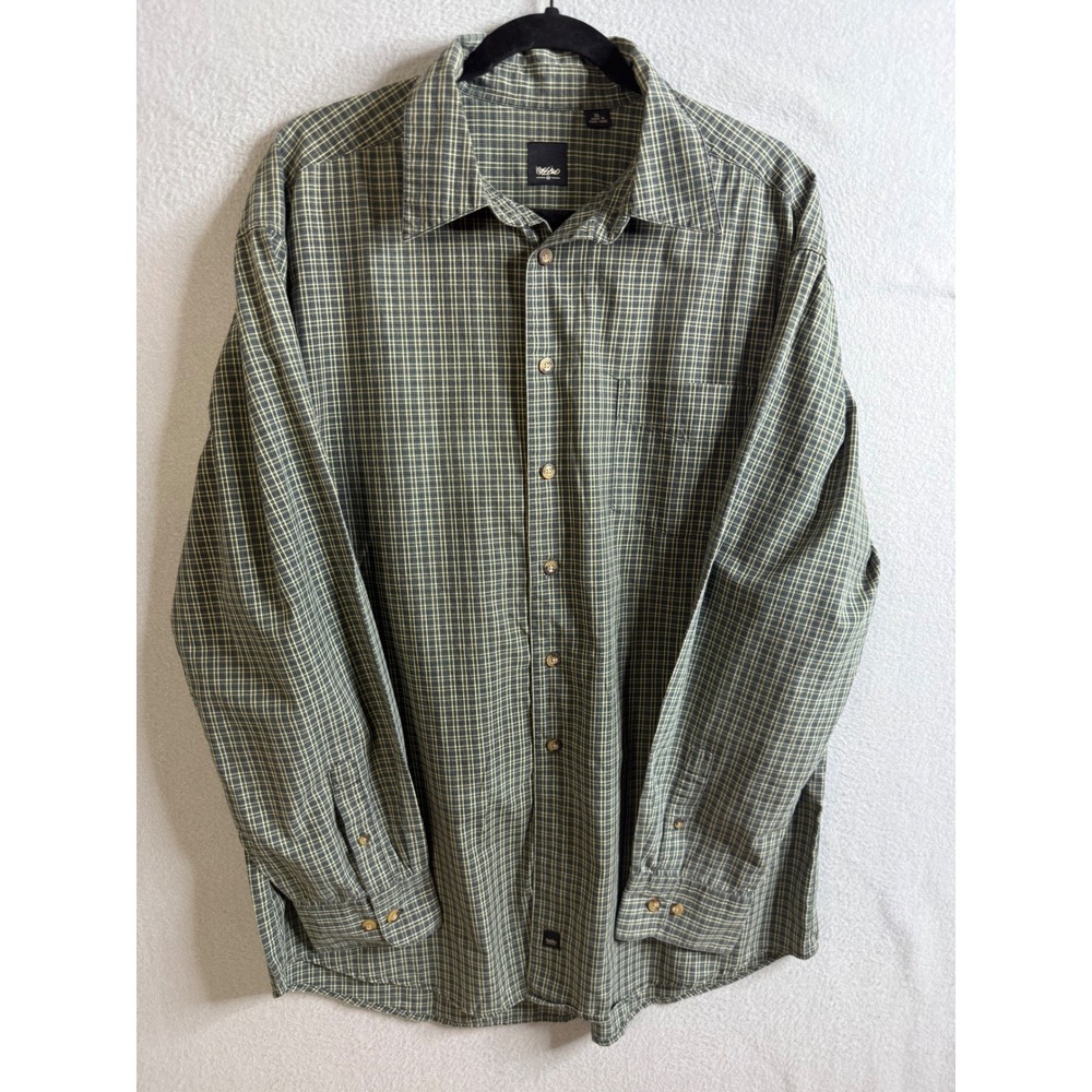 Massimo Plaid Button Down Men's Extra‎ Large Shirt Long Sleeve Collared Green